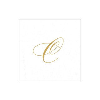 Caspari White Pearl-Paper Linen Napkin Box Cocktail Airlaid Initial 2900CG.C