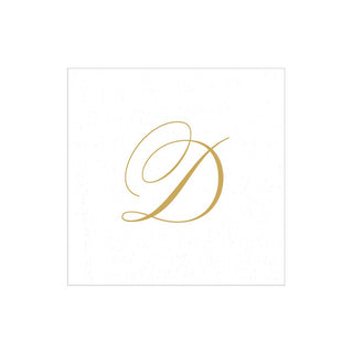 Caspari White Pearl-Paper Linen Napkin Box Cocktail Airlaid Initial 2900CG.D