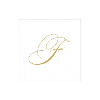 Caspari White Pearl-Paper Linen Napkin Box Cocktail Airlaid Initial 2900CG.F