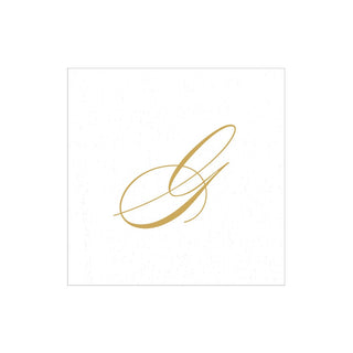 Caspari White Pearl-Paper Linen Napkin Box Cocktail Airlaid Initial 2900CG.G