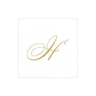 Caspari White Pearl-Paper Linen Napkin Box Cocktail Airlaid Initial 2900CG.H
