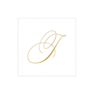 Caspari White Pearl-Paper Linen Napkin Box Cocktail Airlaid Initial 2900CG.J