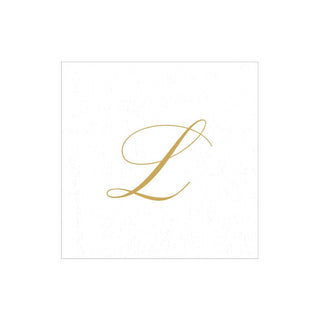 Caspari White Pearl-Paper Linen Napkin Box Cocktail Airlaid Initial 2900CG.L