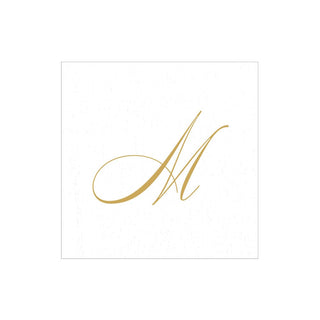 Caspari White Pearl-Paper Linen Napkin Box Cocktail Airlaid Initial 2900CG.M