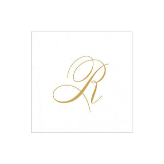 Caspari White Pearl-Paper Linen Napkin Box Cocktail Airlaid Initial 2900CG.R