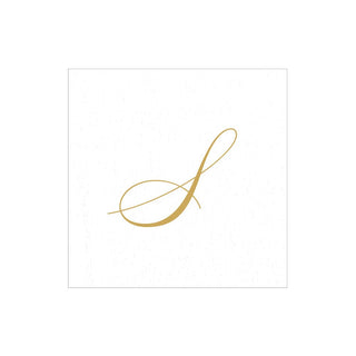 Caspari White Pearl-Paper Linen Napkin Box Cocktail Airlaid Initial 2900CG.S
