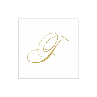 Caspari White Pearl-Paper Linen Napkin Box Cocktail Airlaid Initial 2900CG.T