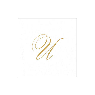 Caspari White Pearl-Paper Linen Napkin Box Cocktail Airlaid Initial 2900CG.U