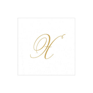 Caspari White Pearl-Paper Linen Napkin Box Cocktail Airlaid Initial 2900CG.X