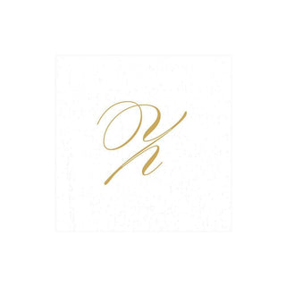Caspari White Pearl-Paper Linen Napkin Box Cocktail Airlaid Initial 2900CG.Z