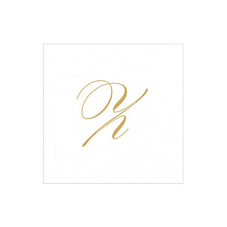 Caspari White Pearl-Paper Linen Napkin Box Cocktail Airlaid Initial 2900CG.Z