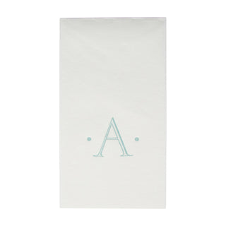 Caspari Antique Initial-Robin's Egg Paper Linen Boxed Guest Towel 24-In