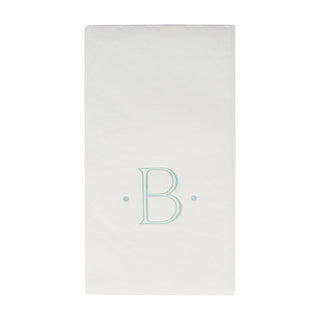Caspari Antique Initial-Robin's Egg Paper Linen Boxed Guest Towel 24-In