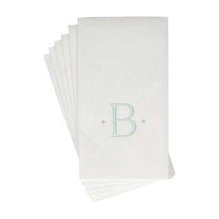 Caspari Antique Initial-Robin's Egg Paper Linen Boxed Guest Towel 24-In