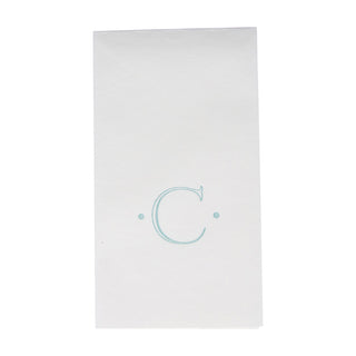 Caspari Antique Initial-Robin's Egg Paper Linen Boxed Guest Towel 24-In