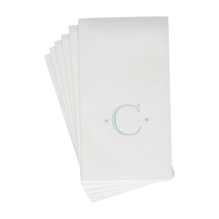 Caspari Antique Initial-Robin's Egg Paper Linen Boxed Guest Towel 24-In