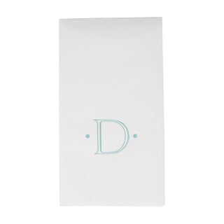 Caspari Antique Initial-Robin's Egg Paper Linen Boxed Guest Towel 24-In