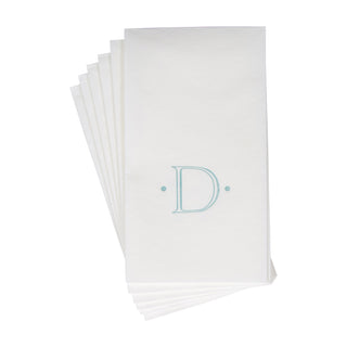 Caspari Antique Initial-Robin's Egg Paper Linen Boxed Guest Towel 24-In