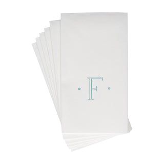 Caspari Antique Initial-Robin's Egg Paper Linen Boxed Guest Towel 24-In