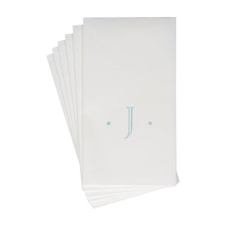 Caspari Antique Initial-Robin's Egg Paper Linen Boxed Guest Towel 24-In