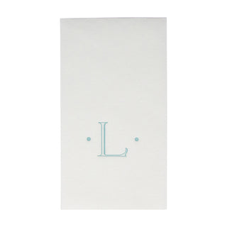 Caspari Antique Initial-Robin's Egg Paper Linen Boxed Guest Towel 24-In