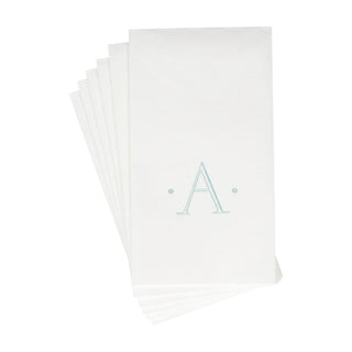 Caspari Caspari Antique Initial-Robin's Egg Paper Linen Boxed Guest Towel 24-In 2901GG.A