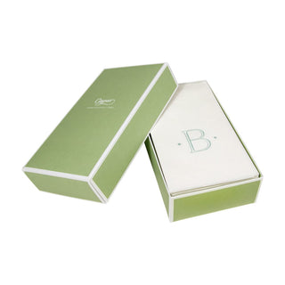Caspari Caspari Antique Initial-Robin's Egg Paper Linen Boxed Guest Towel 24-In 2901GG.B