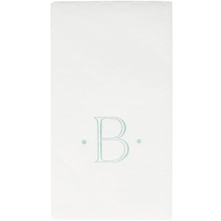 Caspari Caspari Antique Initial-Robin's Egg Paper Linen Boxed Guest Towel 24-In 2901GG.B