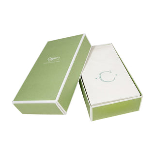 Caspari Caspari Antique Initial-Robin's Egg Paper Linen Boxed Guest Towel 24-In 2901GG.C
