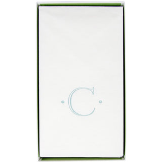 Caspari Caspari Antique Initial-Robin's Egg Paper Linen Boxed Guest Towel 24-In 2901GG.C