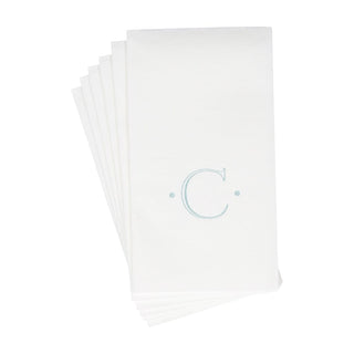 Caspari Caspari Antique Initial-Robin's Egg Paper Linen Boxed Guest Towel 24-In 2901GG.C