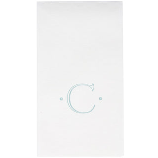 Caspari Caspari Antique Initial-Robin's Egg Paper Linen Boxed Guest Towel 24-In 2901GG.C