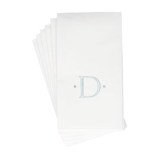 Caspari Caspari Antique Initial-Robin's Egg Paper Linen Boxed Guest Towel 24-In 2901GG.D