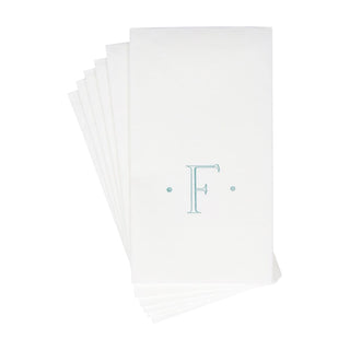 Caspari Caspari Antique Initial-Robin's Egg Paper Linen Boxed Guest Towel 24-In 2901GG.F
