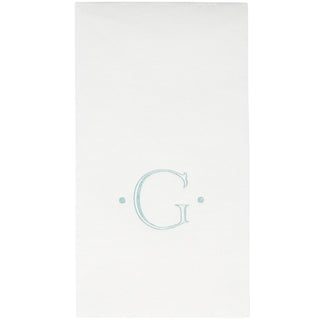 Caspari Caspari Antique Initial-Robin's Egg Paper Linen Boxed Guest Towel 24-In 2901GG.G