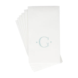 Caspari Caspari Antique Initial-Robin's Egg Paper Linen Boxed Guest Towel 24-In 2901GG.G