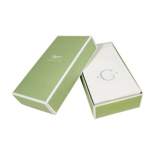 Caspari Caspari Antique Initial-Robin's Egg Paper Linen Boxed Guest Towel 24-In 2901GG.G