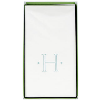 Caspari Caspari Antique Initial-Robin's Egg Paper Linen Boxed Guest Towel 24-In 2901GG.H