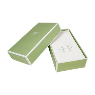 Caspari Caspari Antique Initial-Robin's Egg Paper Linen Boxed Guest Towel 24-In 2901GG.H