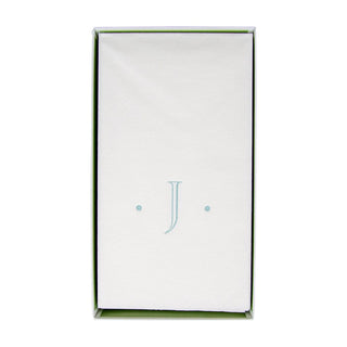 Caspari Caspari Antique Initial-Robin's Egg Paper Linen Boxed Guest Towel 24-In 2901GG.J