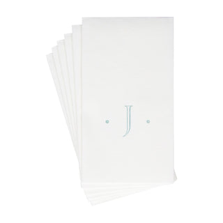 Caspari Caspari Antique Initial-Robin's Egg Paper Linen Boxed Guest Towel 24-In 2901GG.J