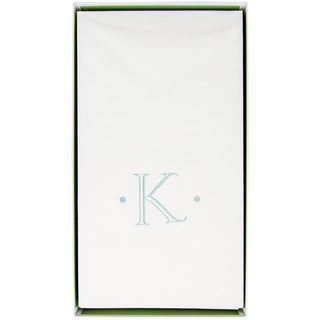 Caspari Caspari Antique Initial-Robin's Egg Paper Linen Boxed Guest Towel 24-In 2901GG.K