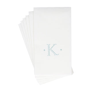Caspari Caspari Antique Initial-Robin's Egg Paper Linen Boxed Guest Towel 24-In 2901GG.K