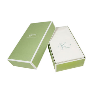 Caspari Caspari Antique Initial-Robin's Egg Paper Linen Boxed Guest Towel 24-In 2901GG.K