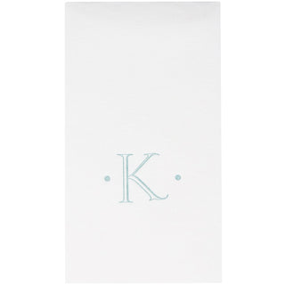 Caspari Caspari Antique Initial-Robin's Egg Paper Linen Boxed Guest Towel 24-In 2901GG.K