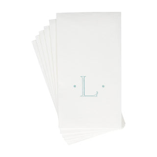 Caspari Caspari Antique Initial-Robin's Egg Paper Linen Boxed Guest Towel 24-In 2901GG.L