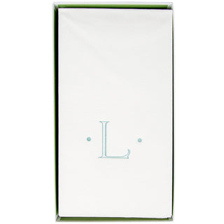 Caspari Caspari Antique Initial-Robin's Egg Paper Linen Boxed Guest Towel 24-In 2901GG.L