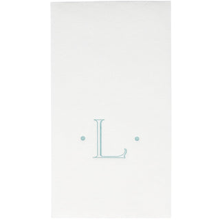 Caspari Caspari Antique Initial-Robin's Egg Paper Linen Boxed Guest Towel 24-In 2901GG.L