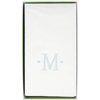 Caspari Caspari Antique Initial-Robin's Egg Paper Linen Boxed Guest Towel 24-In 2901GG.M