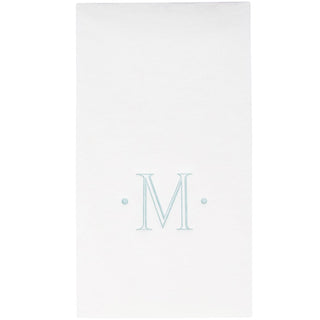 Caspari Caspari Antique Initial-Robin's Egg Paper Linen Boxed Guest Towel 24-In 2901GG.M